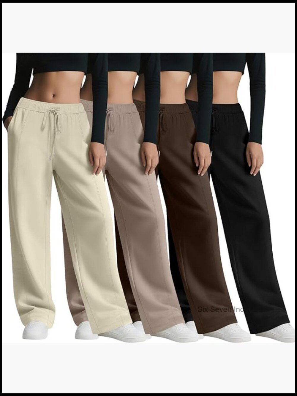 4-Pack Women's Wide Leg Sweatpants with Pockets, Elastic Waist Drawstring